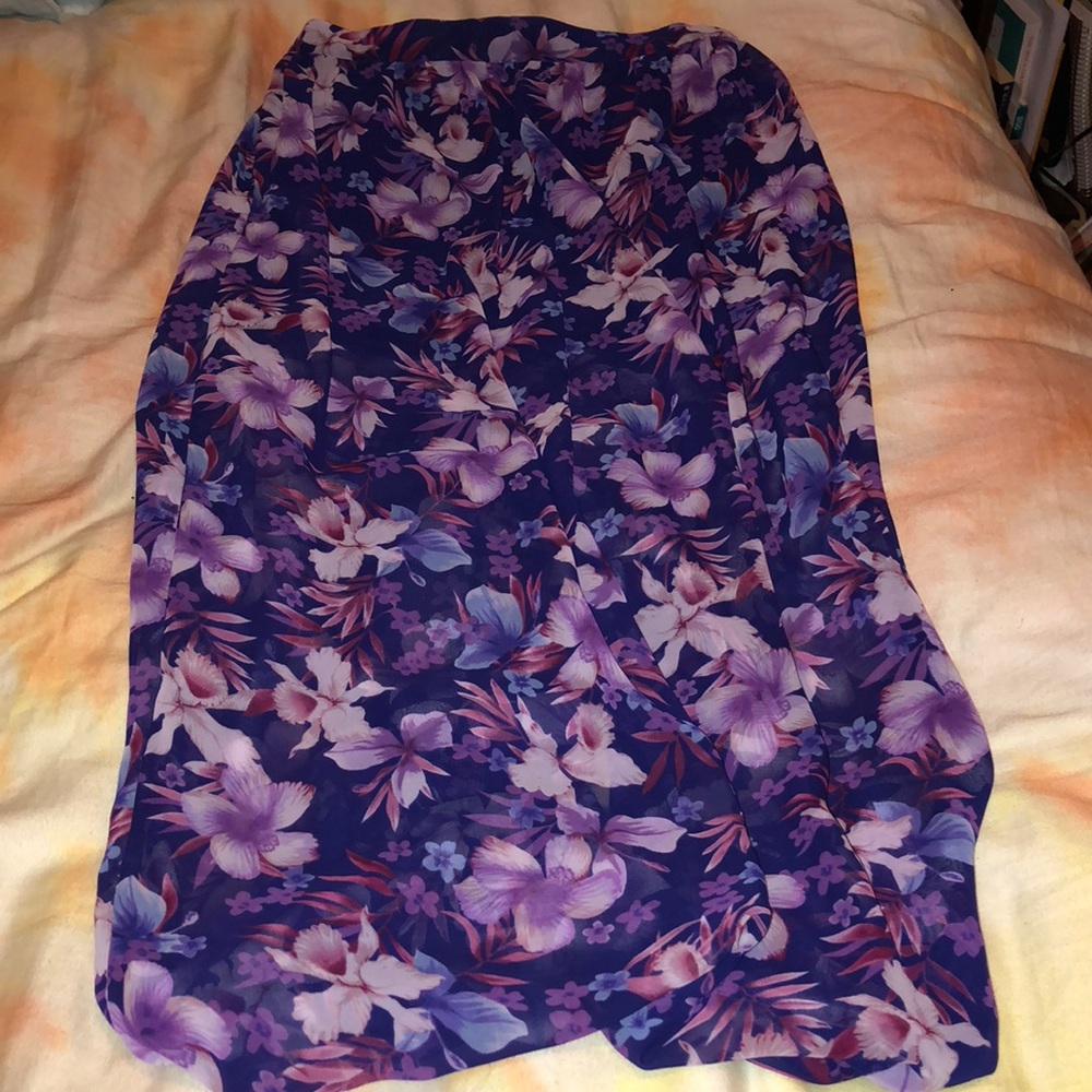 Purple Floral Maxi Skirt